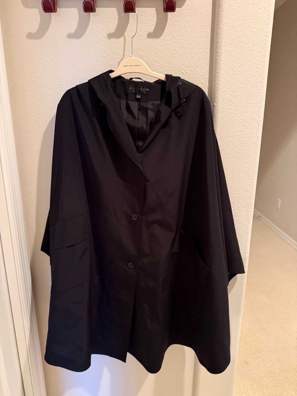 Gallery Black Hooded Cape Coat